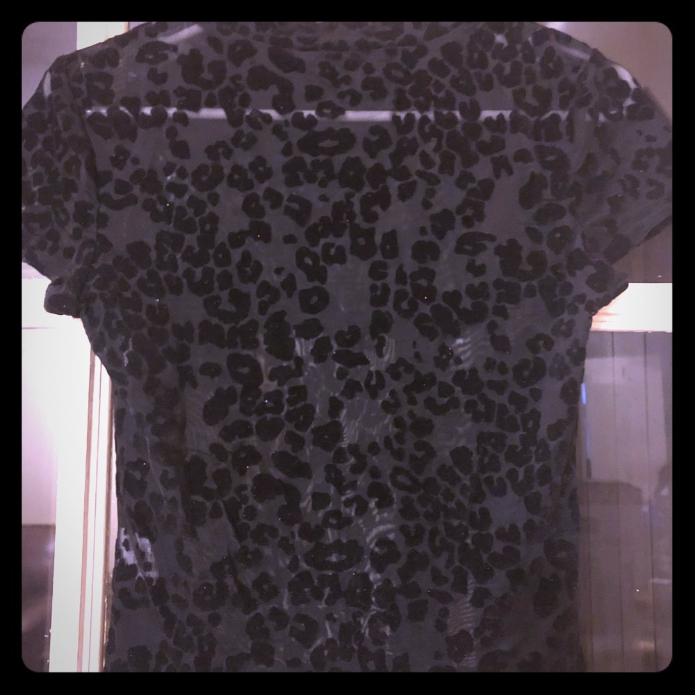 Black Sheer Leopard Top